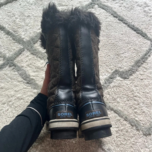 JOAN OF ARCTIC™ Women Sorel Joan Of Arctic Winter Boots Black gray blue Waterproof fur lace up 6